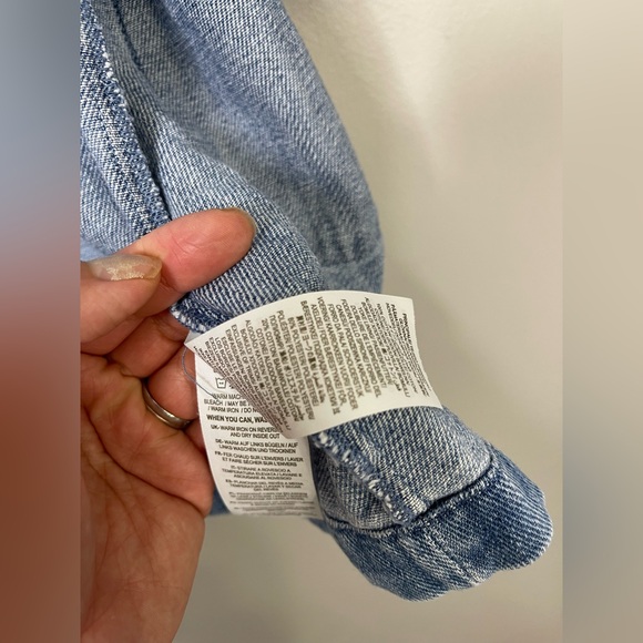 Mini Boden Denim Floral Trim dress Duster Long Sleeves Sz 6-7 like new - Picture 5 of 6